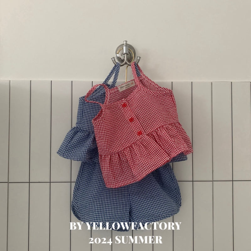 Yellow Factory - Korean Children Fashion - #kidsshorts - Bicycle Check Top Bottom Set - 8