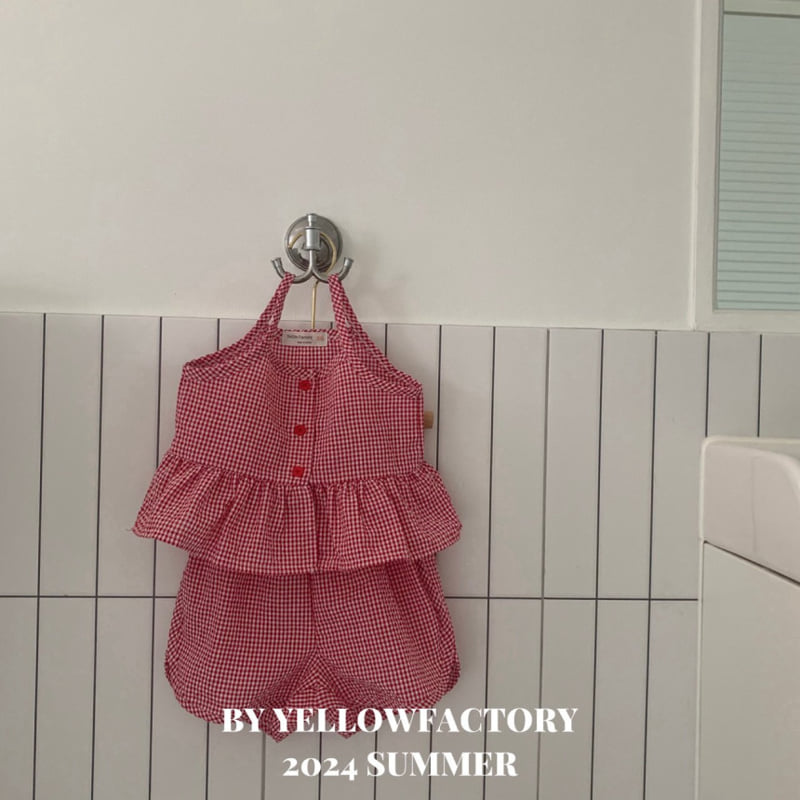 Yellow Factory - Korean Children Fashion - #kidzfashiontrend - Bicycle Check Top Bottom Set - 10