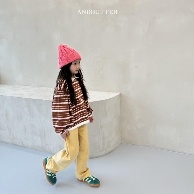 Andbutter - Korean Children Fashion - #fashionkids - Stripe Rugby Collar Tee - 2