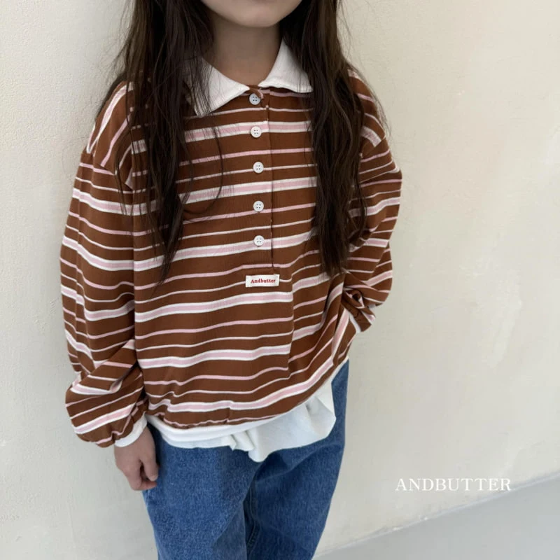 Andbutter - Korean Children Fashion - #kidsshorts - Stripe Rugby Collar Tee - 4