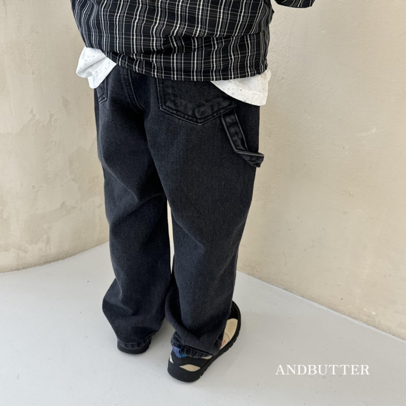 Andbutter - Korean Children Fashion - #kidsshorts - Stone Black Denim Pants - 4