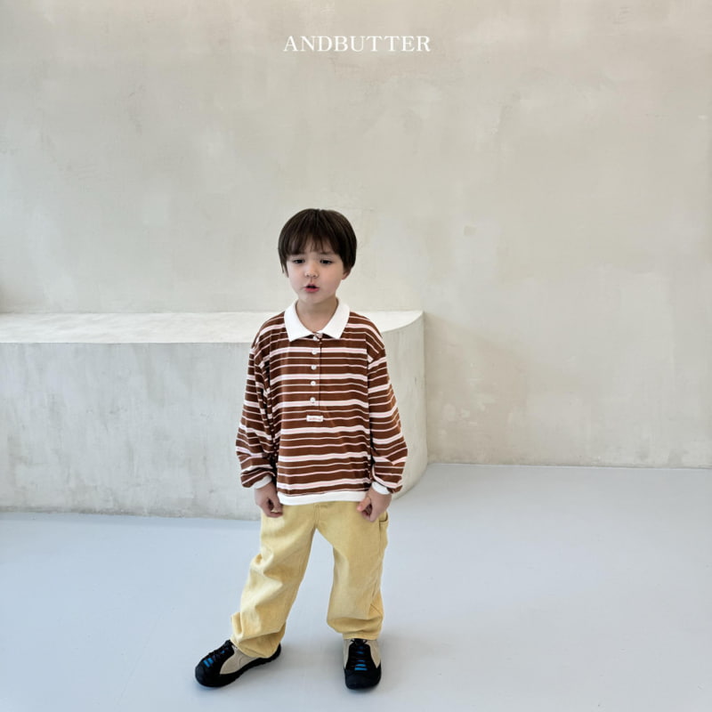 Andbutter - Korean Children Fashion - #littlefashionista - Stripe Rugby Collar Tee - 7