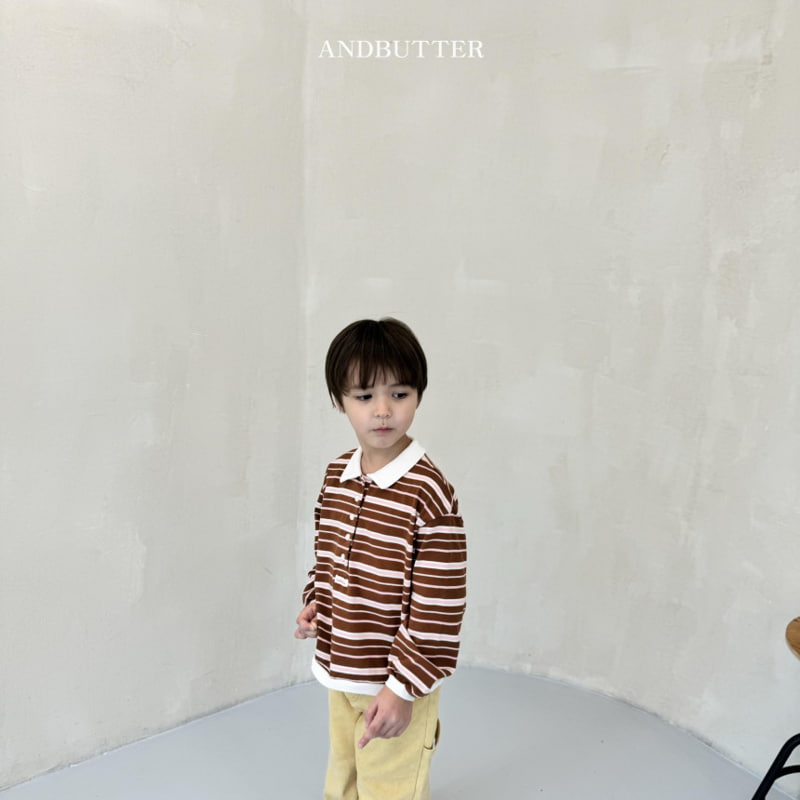 Andbutter - Korean Children Fashion - #magicofchildhood - Stripe Rugby Collar Tee - 8