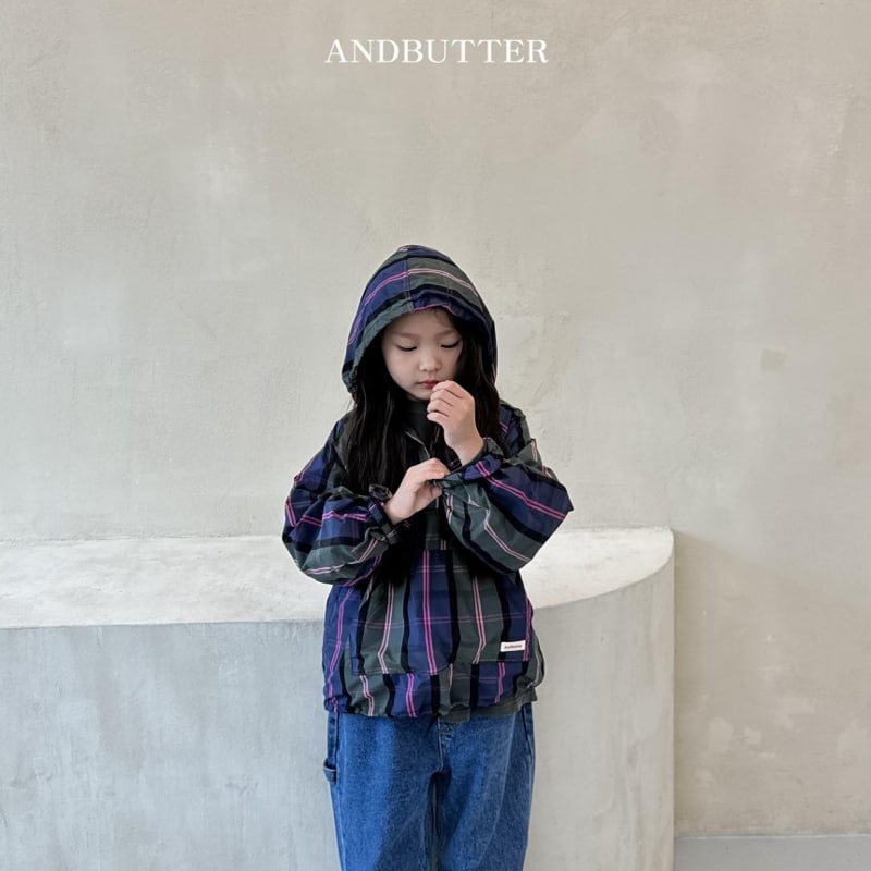 Andbutter - Korean Children Fashion - #littlefashionista - Check Hood Anorak - 4