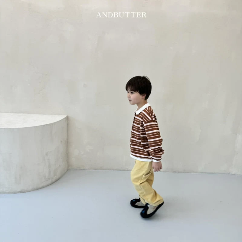 Andbutter - Korean Children Fashion - #minifashionista - Stripe Rugby Collar Tee - 9