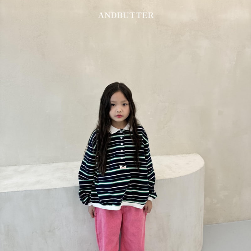 Andbutter - Korean Children Fashion - #toddlerclothing - Stripe Rugby Collar Tee - 12