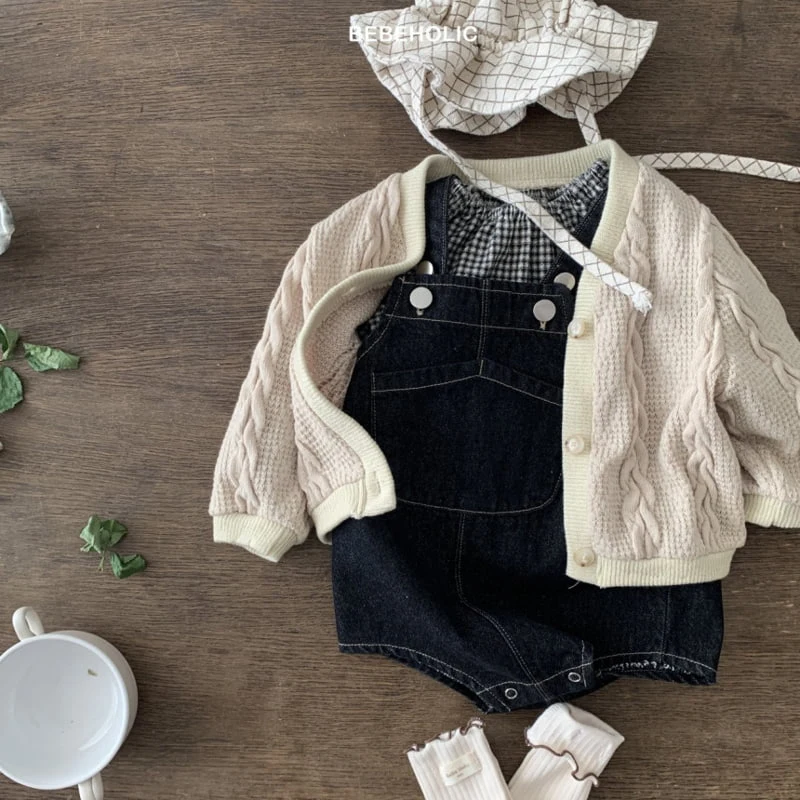 Bebe Holic - Korean Baby Fashion - #babyboutique - Denim Suspender Bodysuit - 6