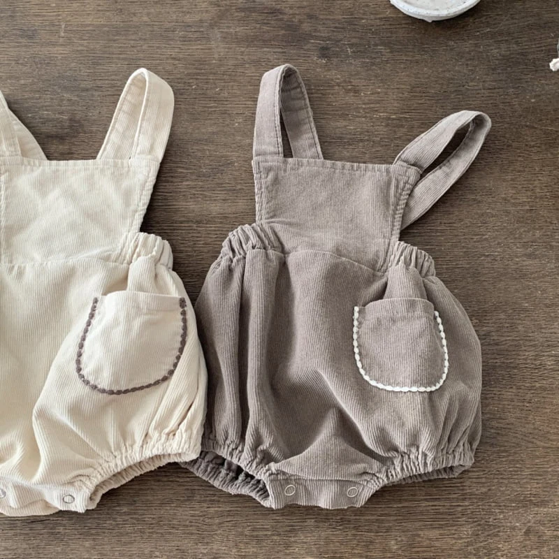 Bebe Holic - Korean Baby Fashion - #babyboutiqueclothing - Mellow Corduroy Suspender Bodysuit - 9