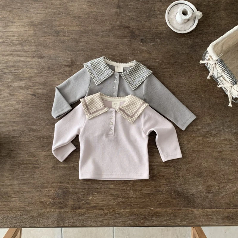 Bebe Holic - Korean Baby Fashion - #babyfever - Check Collar Tee - 9