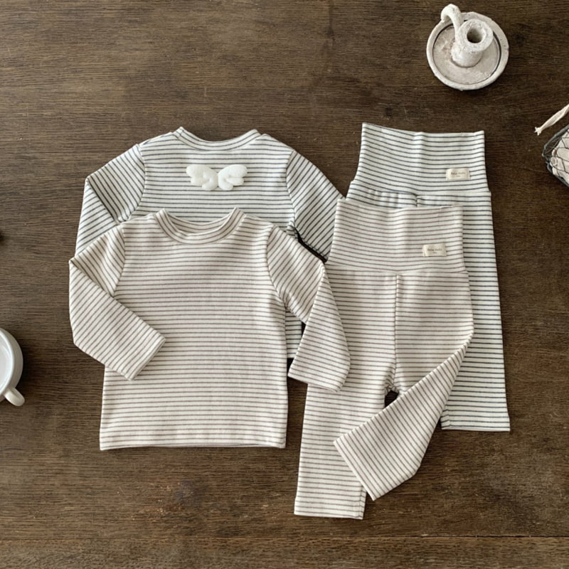 Bebe Holic - Korean Baby Fashion - #babylifestyle - Angel Stripe Set