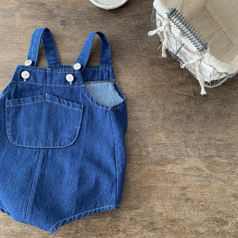 Bebe Holic - Korean Baby Fashion - #babylifestyle - Denim Suspender Bodysuit - 12