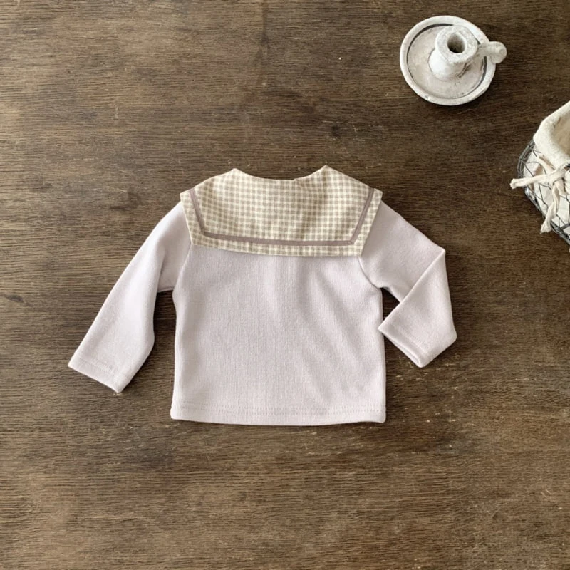 Bebe Holic - Korean Baby Fashion - #babyoninstagram - Check Collar Tee - 12