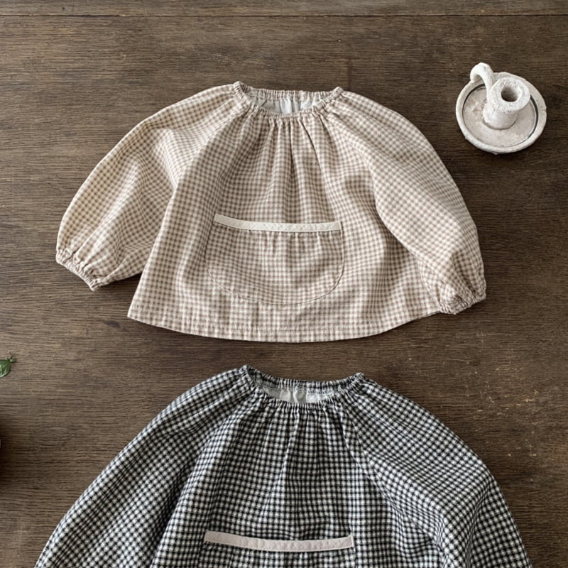 Bebe Holic - Korean Baby Fashion - #babyootd - Raglan Check Blouse - 11