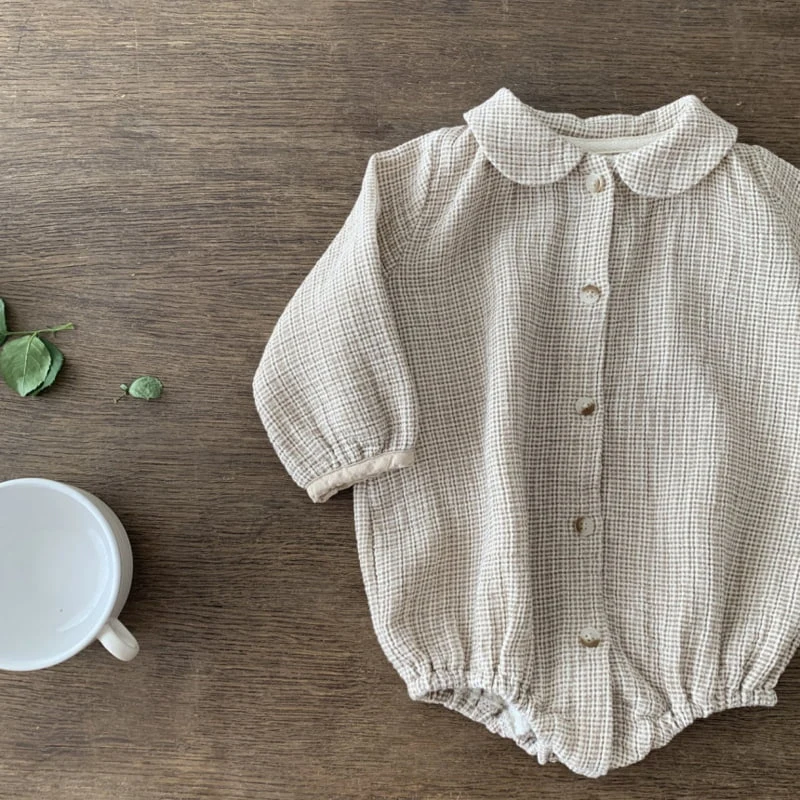 Bebe Holic - Korean Baby Fashion - #babyootd - Check Shirt Bodysuit - 12