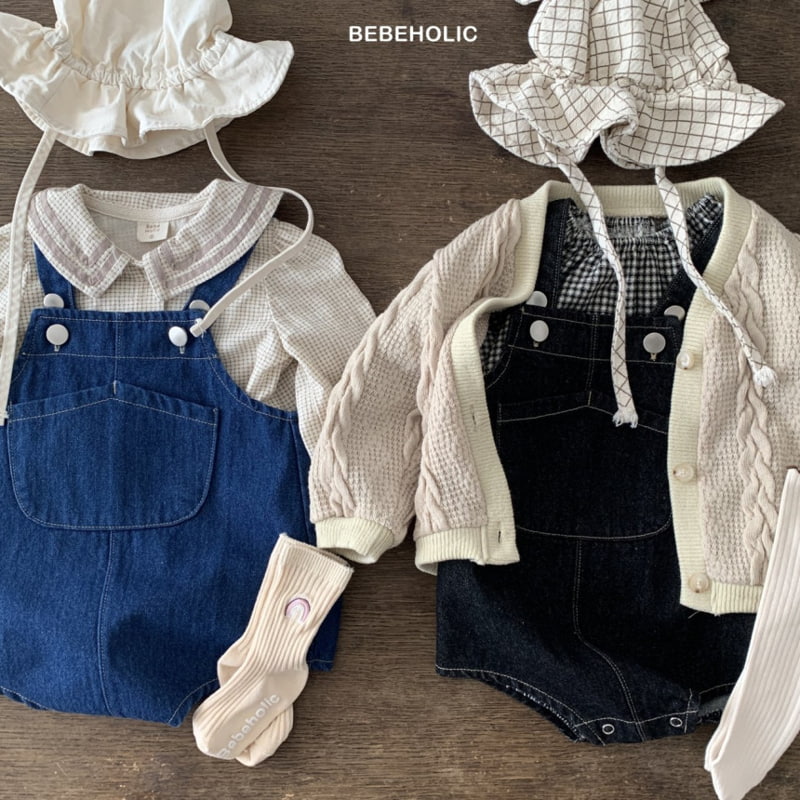 Bebe Holic - Korean Baby Fashion - #babywear - Denim Suspender Bodysuit - 2