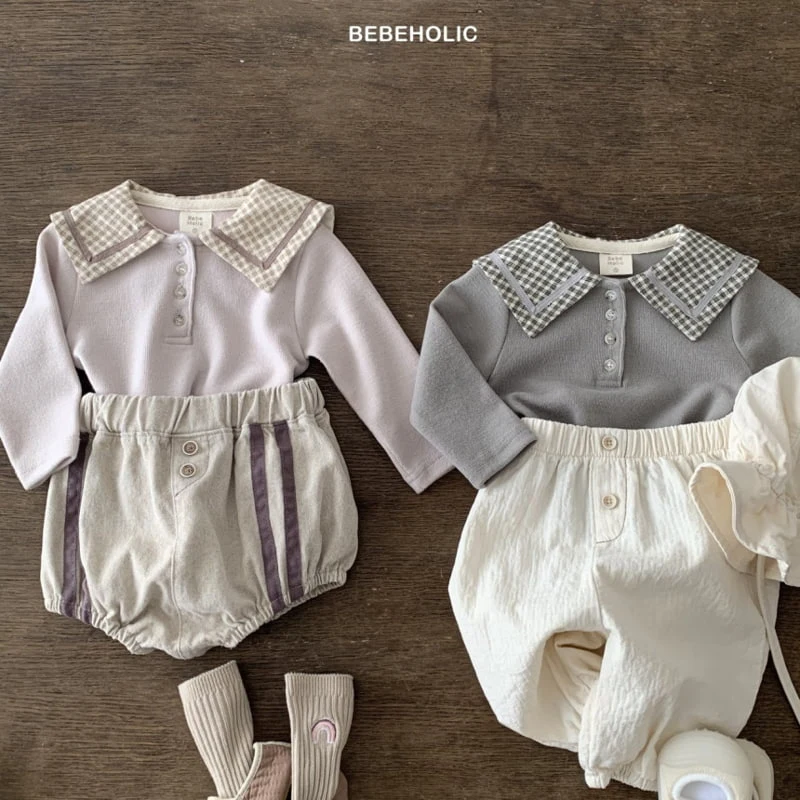 Bebe Holic - Korean Baby Fashion - #onlinebabyboutique - Check Collar Tee - 2