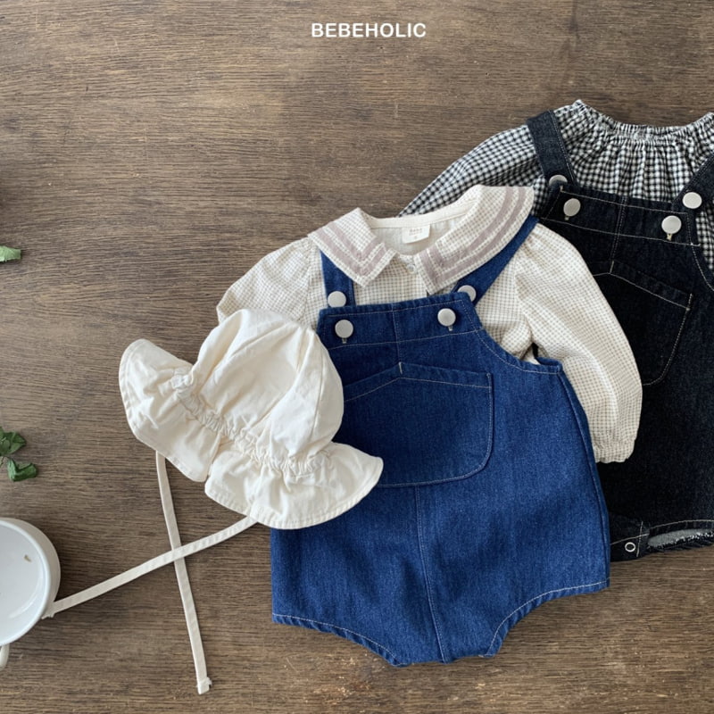 Bebe Holic - Korean Baby Fashion - #onlinebabyboutique - Denim Suspender Bodysuit - 3