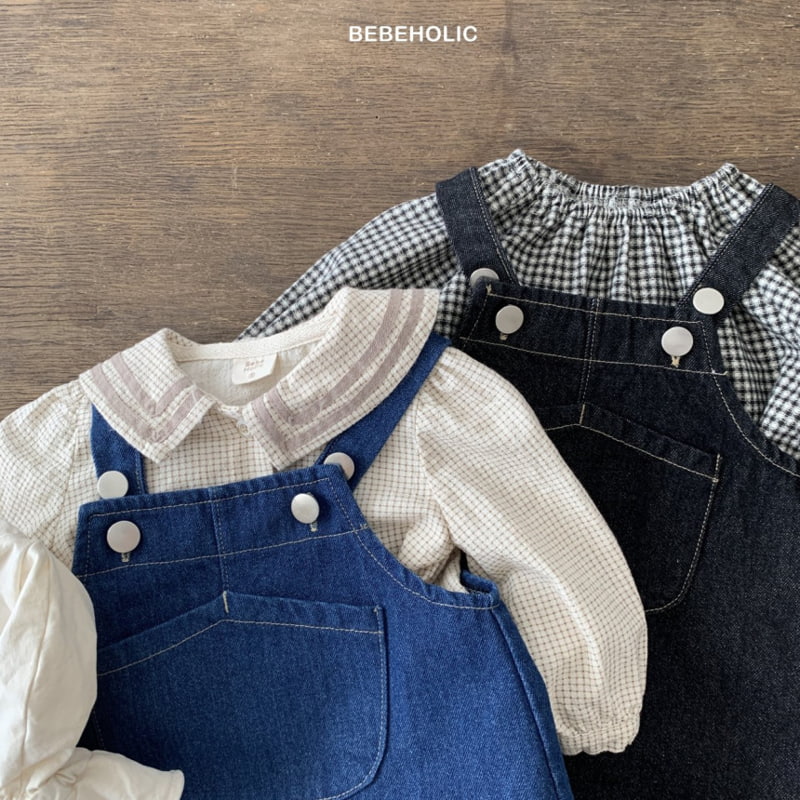 Bebe Holic - Korean Baby Fashion - #onlinebabyboutique - Denim Suspender Bodysuit - 4