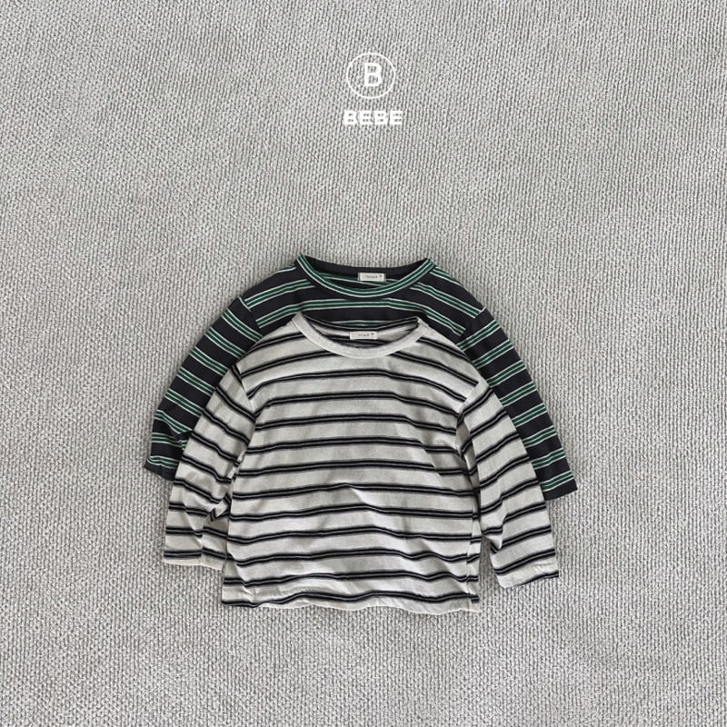 Bella Bambina - Korean Baby Fashion - #babylifestyle - Bebe Stripe Big Box Tee