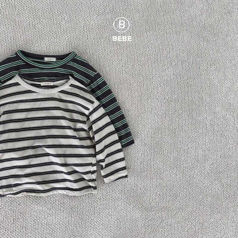 Bella Bambina - Korean Baby Fashion - #babyoninstagram - Bebe Stripe Big Box Tee - 2