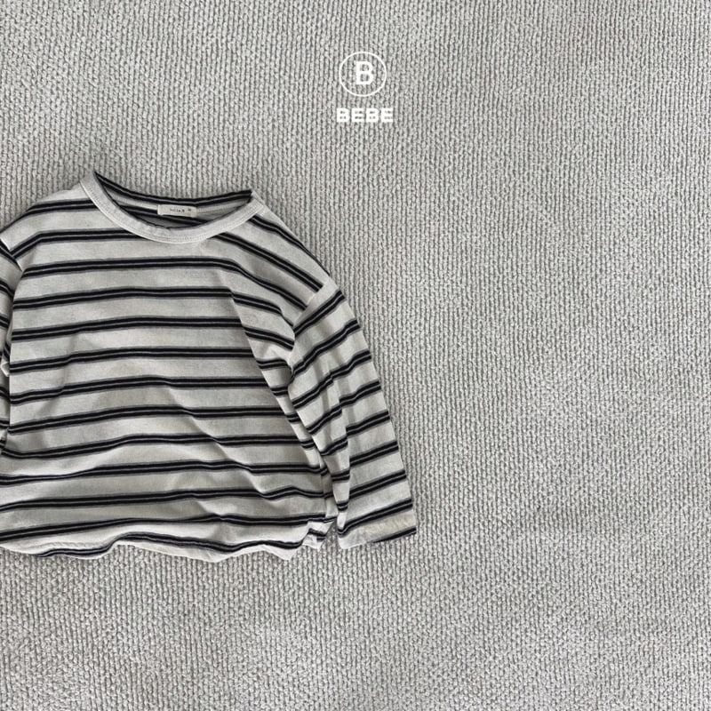 Bella Bambina - Korean Baby Fashion - #babyootd - Bebe Stripe Big Box Tee - 4