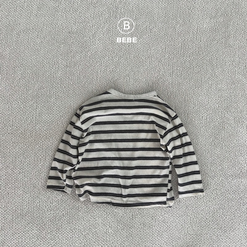 Bella Bambina - Korean Baby Fashion - #babywear - Bebe Stripe Big Box Tee - 6