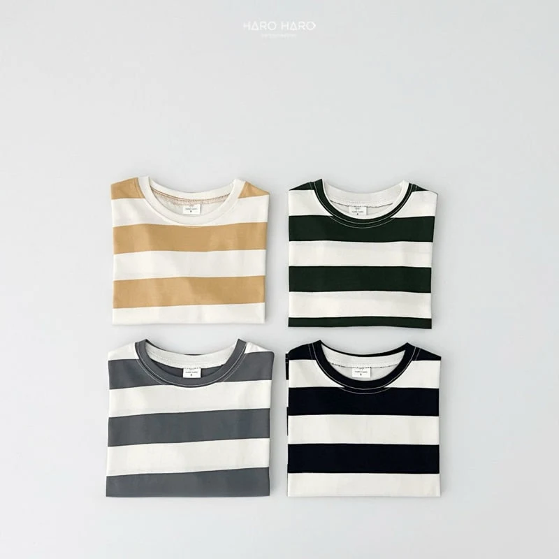 Haro Haro - Korean Children Fashion - #childrensboutique - Casual Stripe Tee - 10