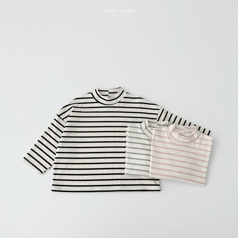 Haro Haro - Korean Children Fashion - #discoveringself - Oatmeal Stripe Half Turtleneck Tee - 6