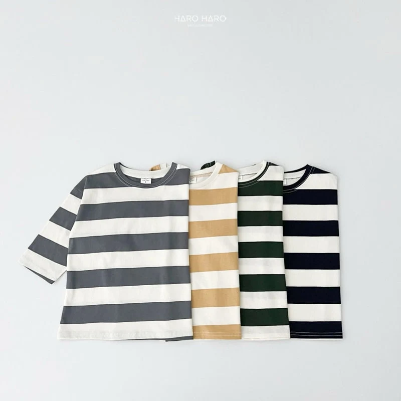 Haro Haro - Korean Children Fashion - #magicofchildhood - Casual Stripe Tee - 4