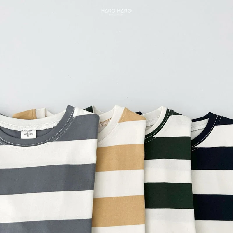 Haro Haro - Korean Children Fashion - #todddlerfashion - Casual Stripe Tee - 6