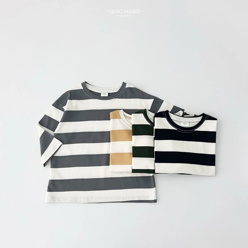 Haro Haro - Korean Children Fashion - #toddlerclothing - Casual Stripe Tee - 7