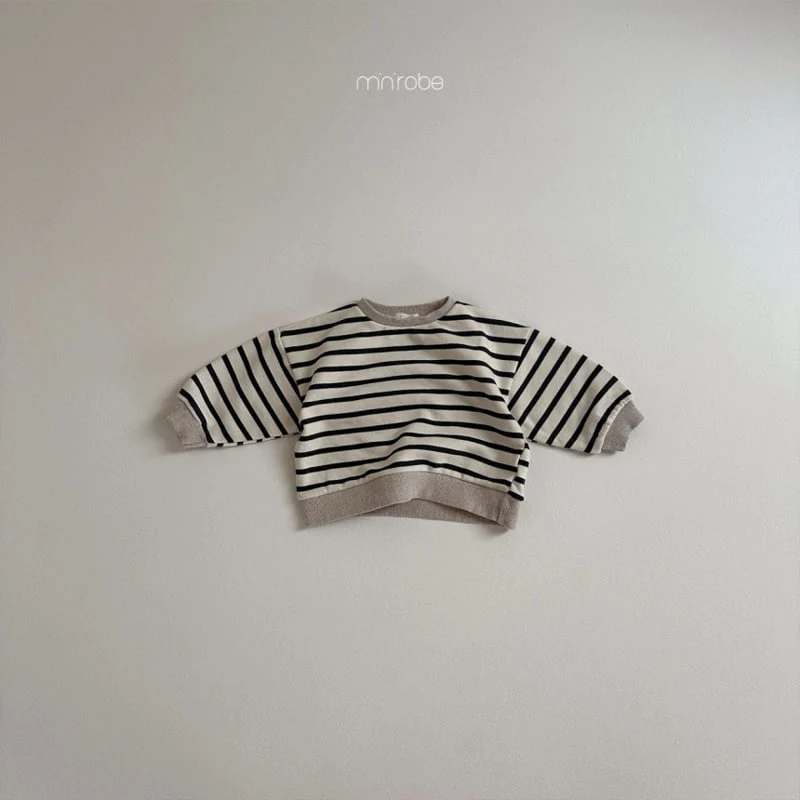 Mini Robe - Korean Baby Fashion - #babyboutique - Oatmeal Stripe Sweatshirts - 6