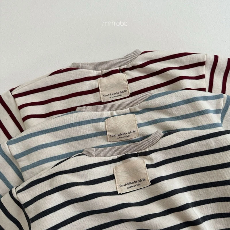 Mini Robe - Korean Baby Fashion - #babyboutique - Oatmeal Stripe Sweatshirts - 7