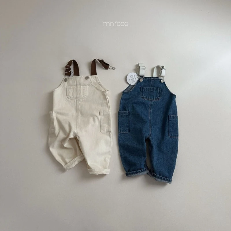 Mini Robe - Korean Baby Fashion - #babyfashion - Kangaroo Denim Overalls - 2