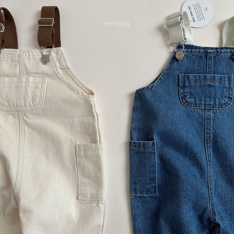 Mini Robe - Korean Baby Fashion - #babyfever - Kangaroo Denim Overalls - 3