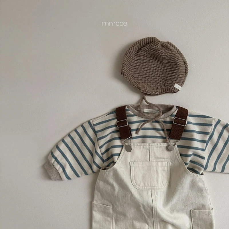 Mini Robe - Korean Baby Fashion - #babygirlfashion - Oatmeal Stripe Sweatshirts - 12