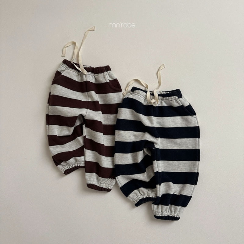 Mini Robe - Korean Baby Fashion - #babylifestyle - Stripe Jogger Pants