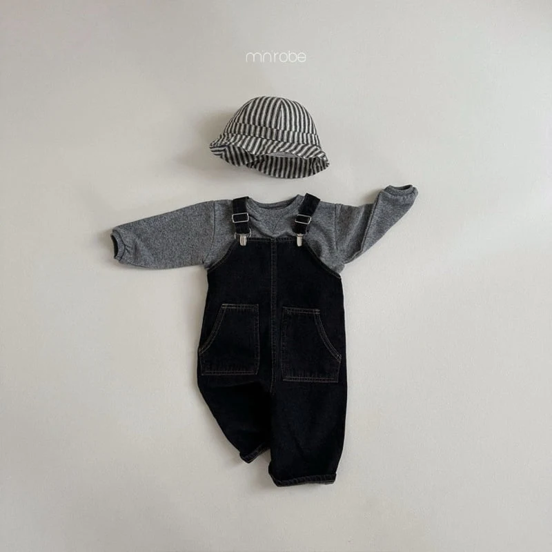 Mini Robe - Korean Baby Fashion - #babyootd - Clip Denim Overalls - 12