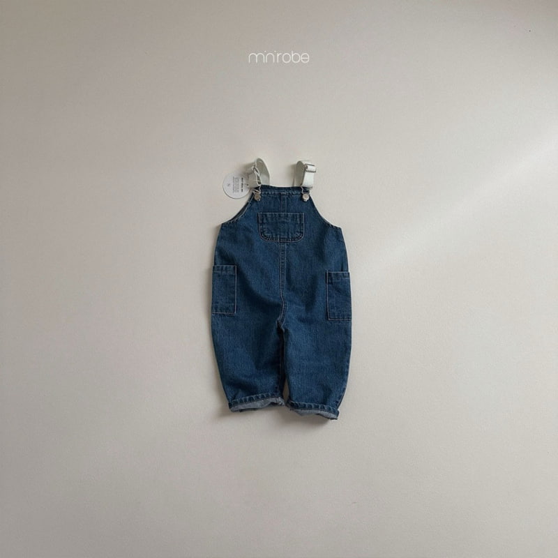 Mini Robe - Korean Baby Fashion - #babyootd - Kangaroo Denim Overalls - 7