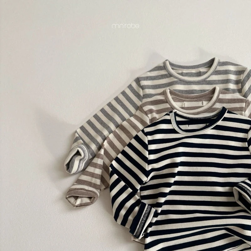 Mini Robe - Korean Baby Fashion - #babyoutfit - Mango Stripe Round Tee - 4