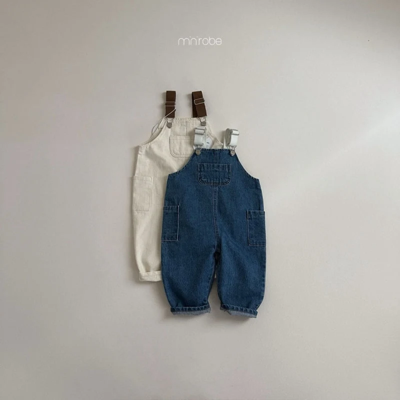 Mini Robe - Korean Baby Fashion - #babyoutfit - Kangaroo Denim Overalls - 8