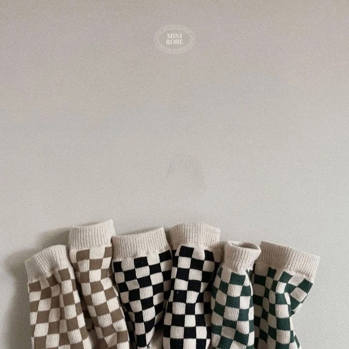 Mini Robe - Korean Baby Fashion - #babyoutfit - Checker Board Socks (set of 3) - 2