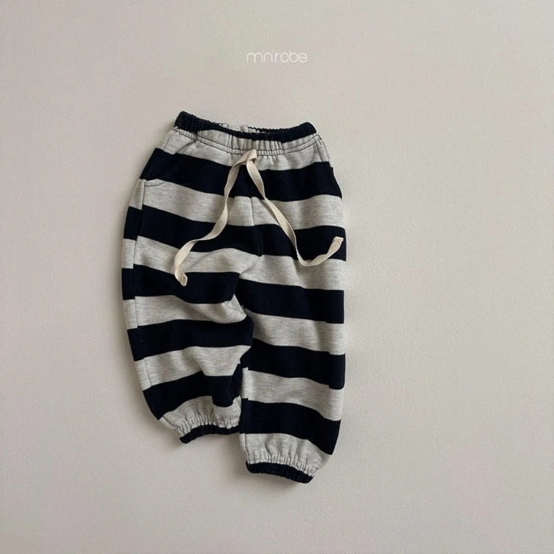 Mini Robe - Korean Baby Fashion - #babywear - Stripe Jogger Pants - 6