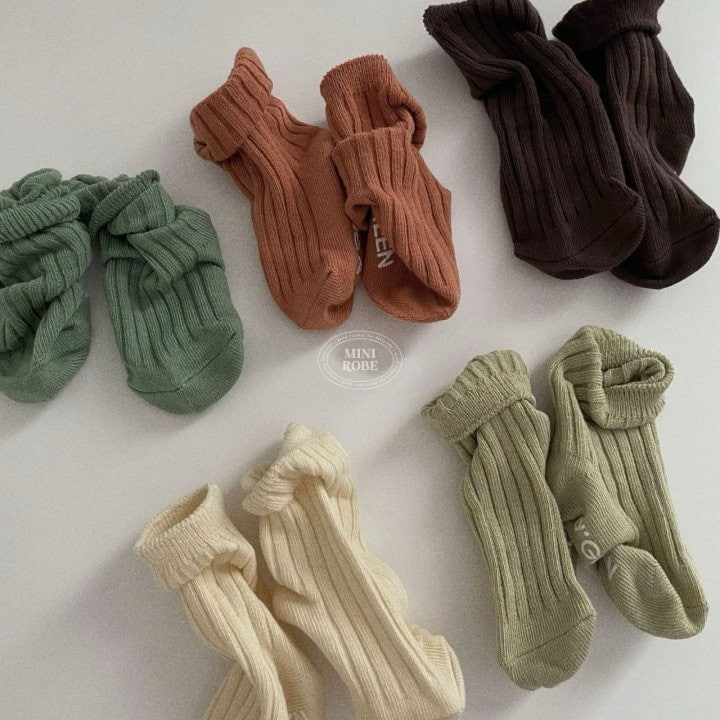 Mini Robe - Korean Baby Fashion - #babywear - Pistachio Socks (set of 5)