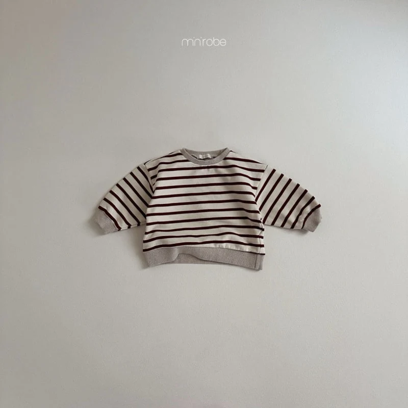 Mini Robe - Korean Baby Fashion - #babywear - Oatmeal Stripe Sweatshirts - 4