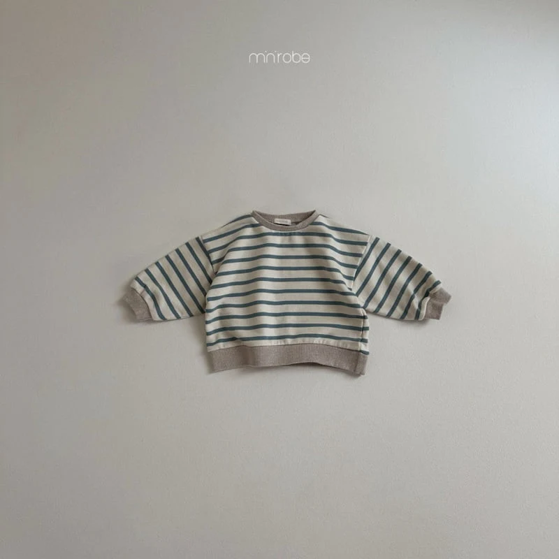 Mini Robe - Korean Baby Fashion - #onlinebabyshop - Oatmeal Stripe Sweatshirts - 5