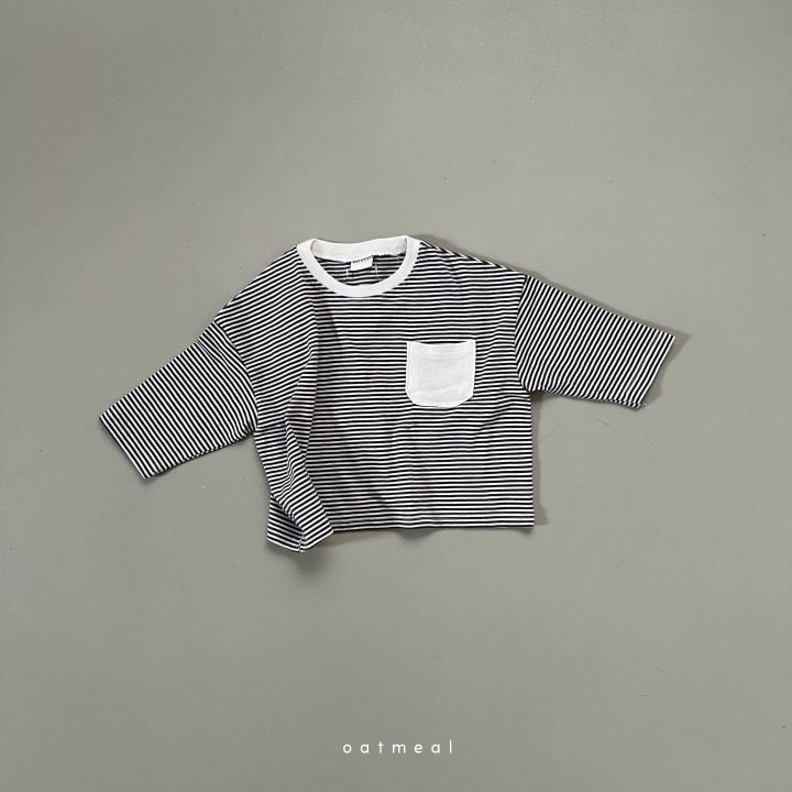 Oatmeal - Korean Baby Fashion - #babyootd - Merci Stripe Bebe Round Tee - 6