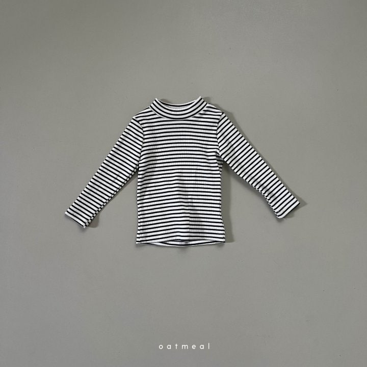 Oatmeal - Korean Children Fashion - #childrensboutique - Roy Stripe Turtleneck Tee - 5