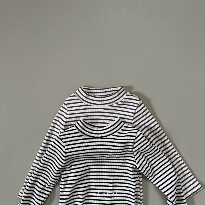 Oatmeal - Korean Children Fashion - #designkidswear - Roy Stripe Turtleneck Tee - 6