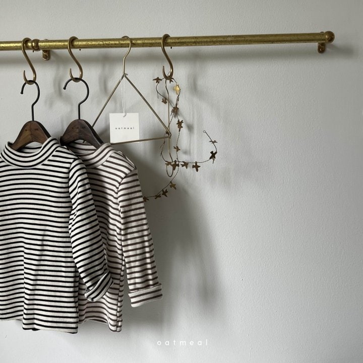 Oatmeal - Korean Children Fashion - #kidzfashiontrend - Roy Stripe Turtleneck Tee - 11